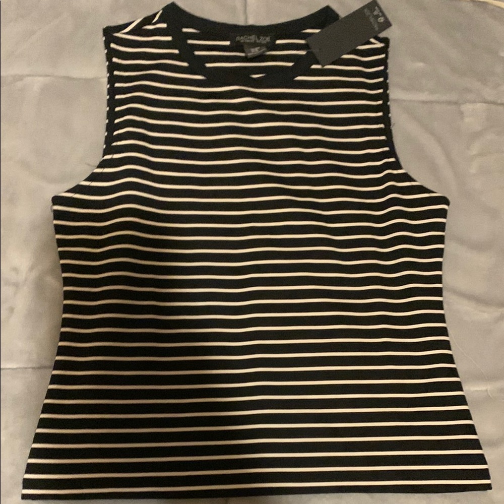 Rachael Zoe Black  and White Striped Sleeveless Top size medium NWT